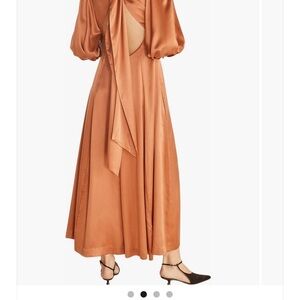 Rebecca Taylor Copper Satin Maxi Dress with Side Cutout